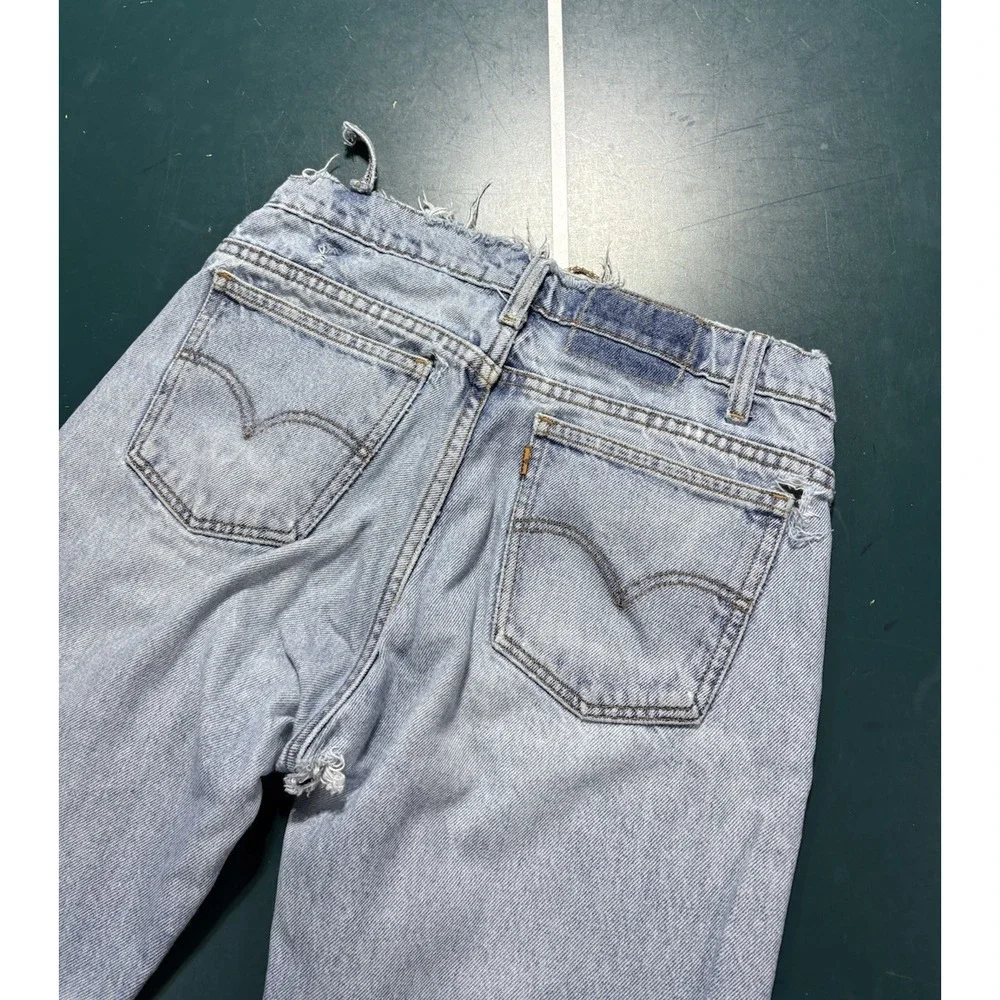 Vtg Levis 505 Orange Tab Jeans 30x29 Straight Leg Light Wash Distressed USA 90s